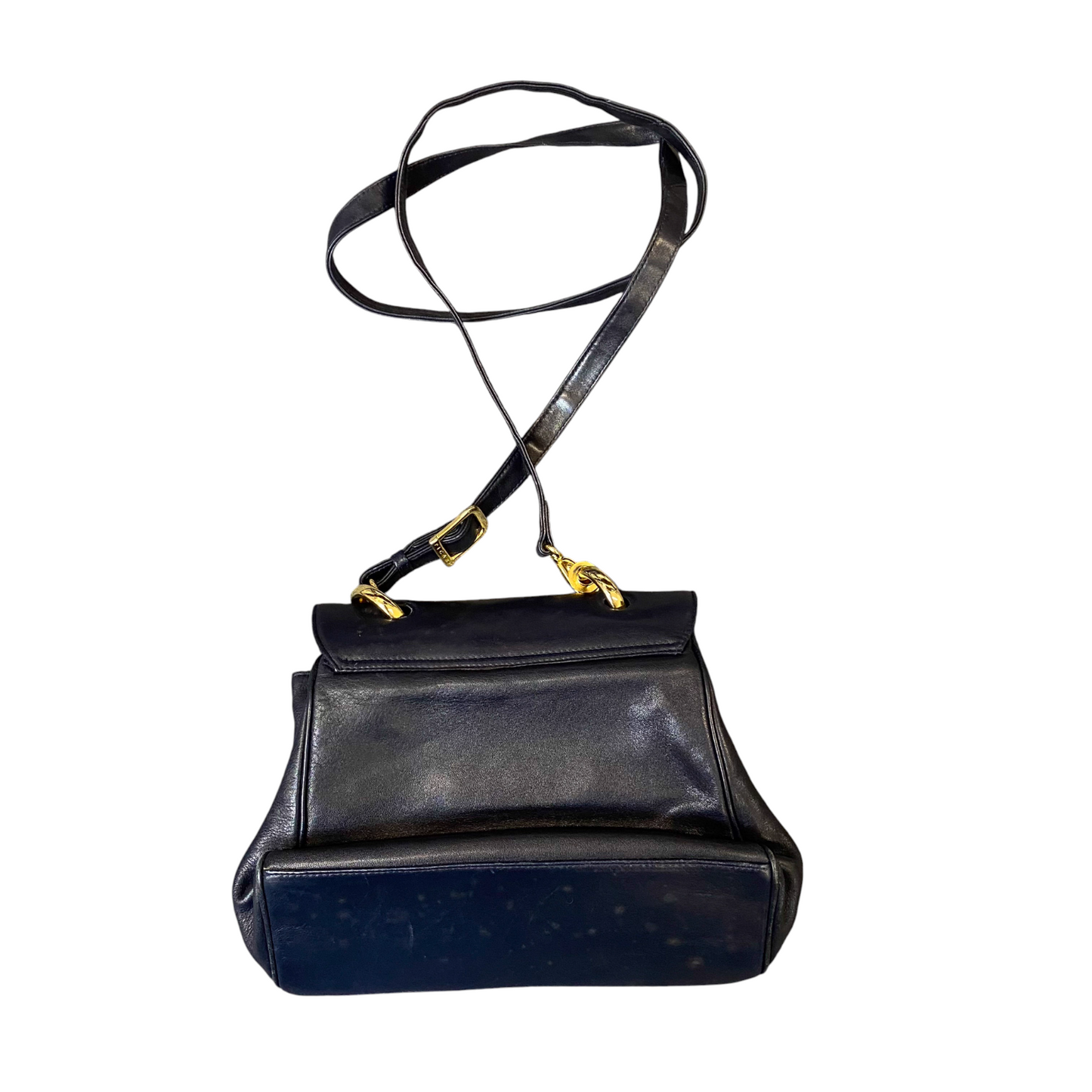 Picard Satchel Crossbody Bag Womens Navy Leather Single Flap Detachable Strap