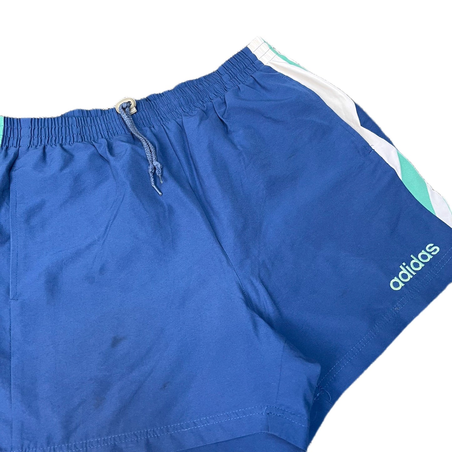Vtg Adidas Swim Trunks Shorts Mens M 31" Waist Blue White Water Polo Drawstring