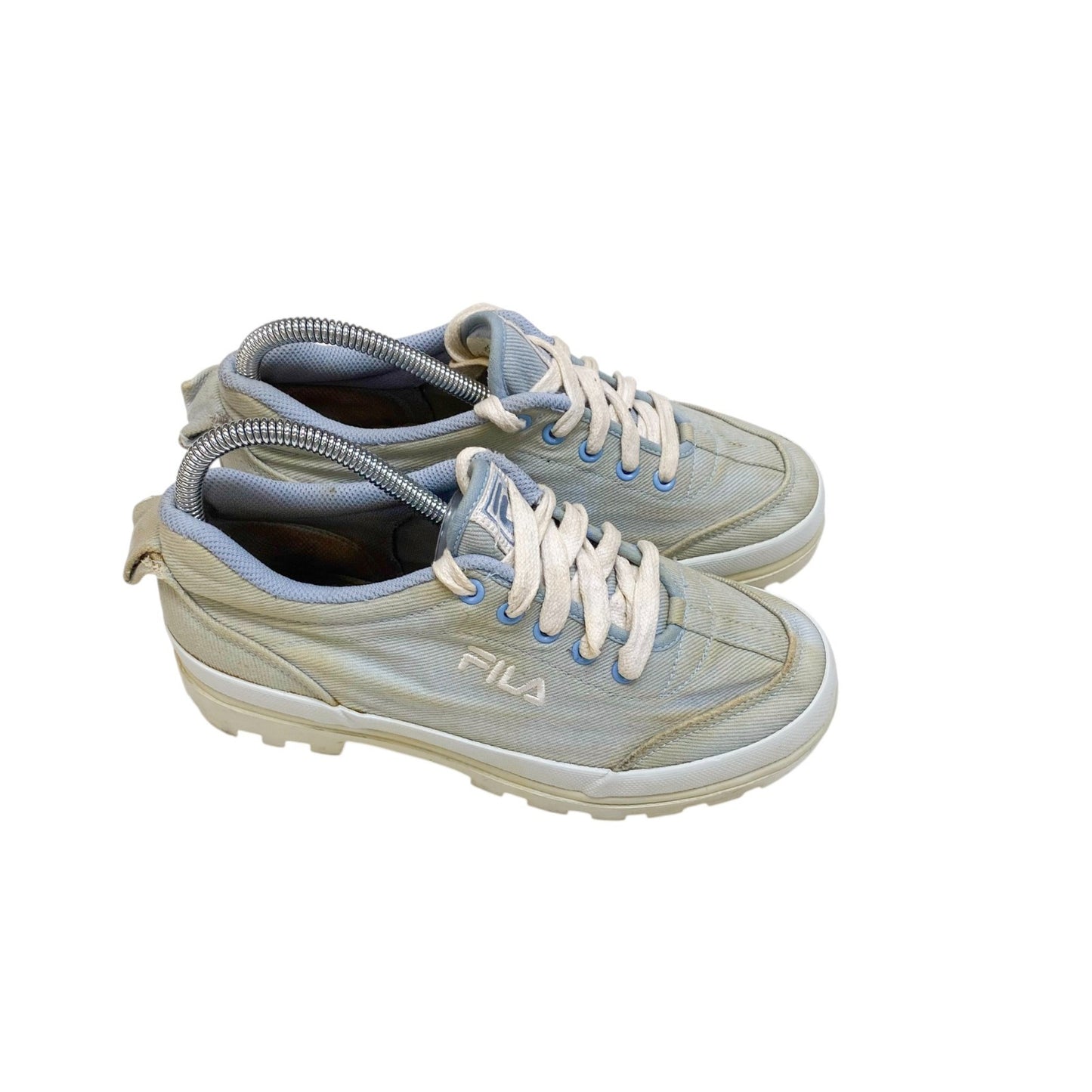 Vintage FILA Platform Sneakers Women's UK 3.5 Blue Canvas Streetwear Lace Up