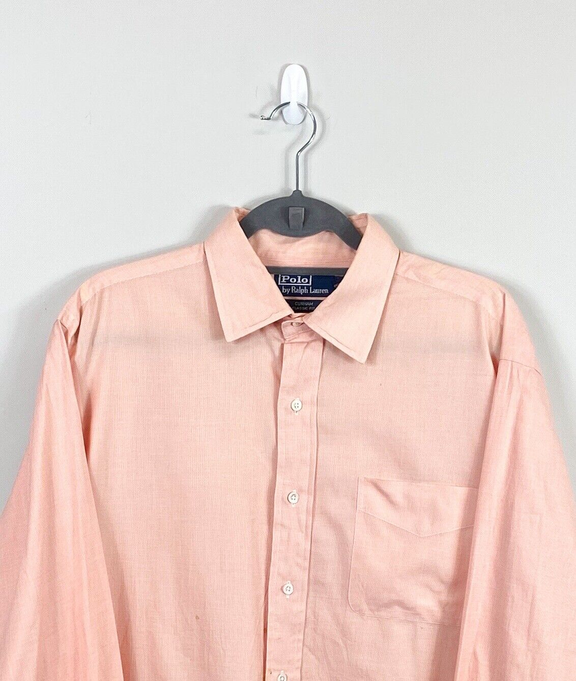 Ralph Lauren Buttoned Shirt Mens L Orange Solid Long Sleeve Pony