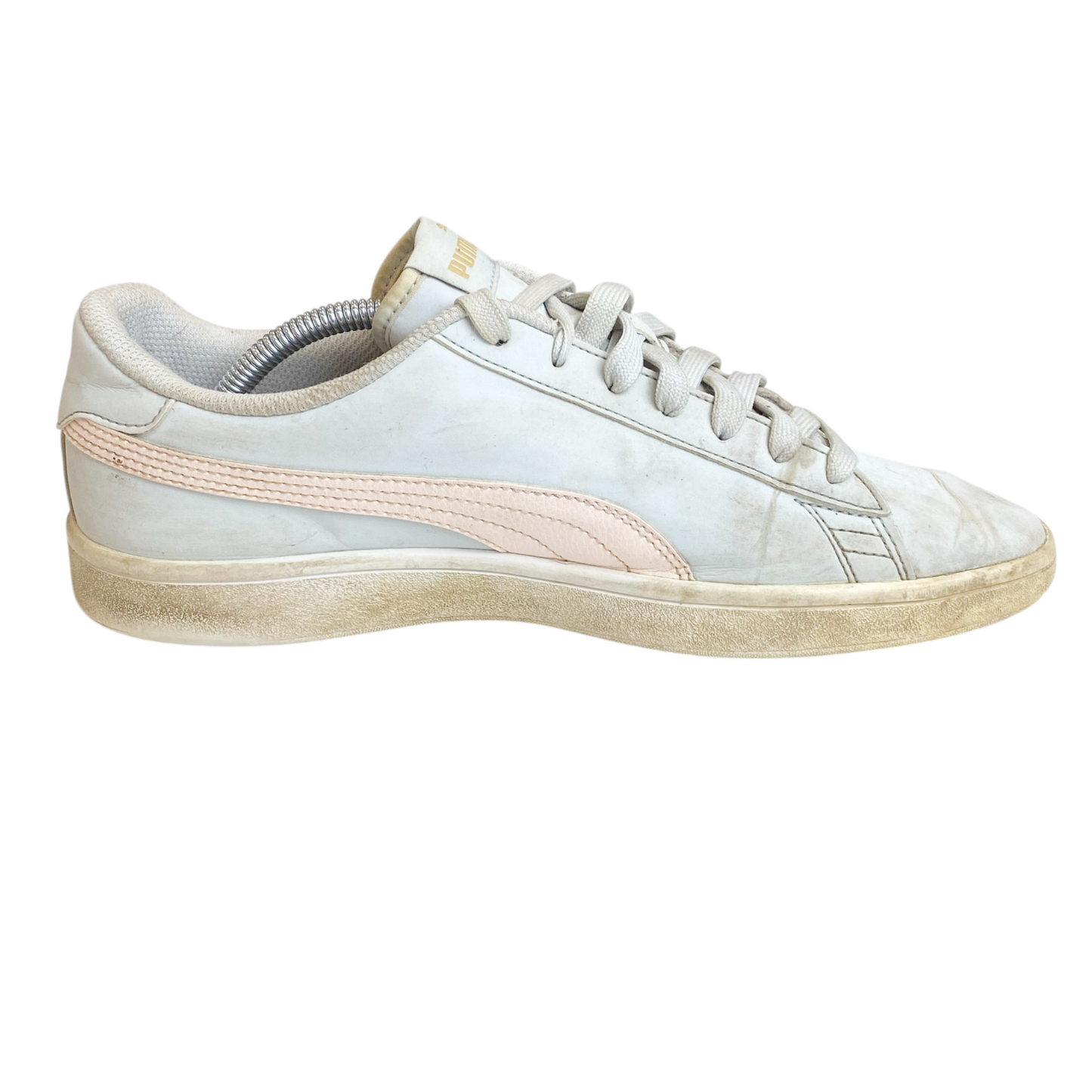 Puma Smash V2 Buck Trainer Low Sneakers Men's 8 White Synthetic Lace Up Comfort