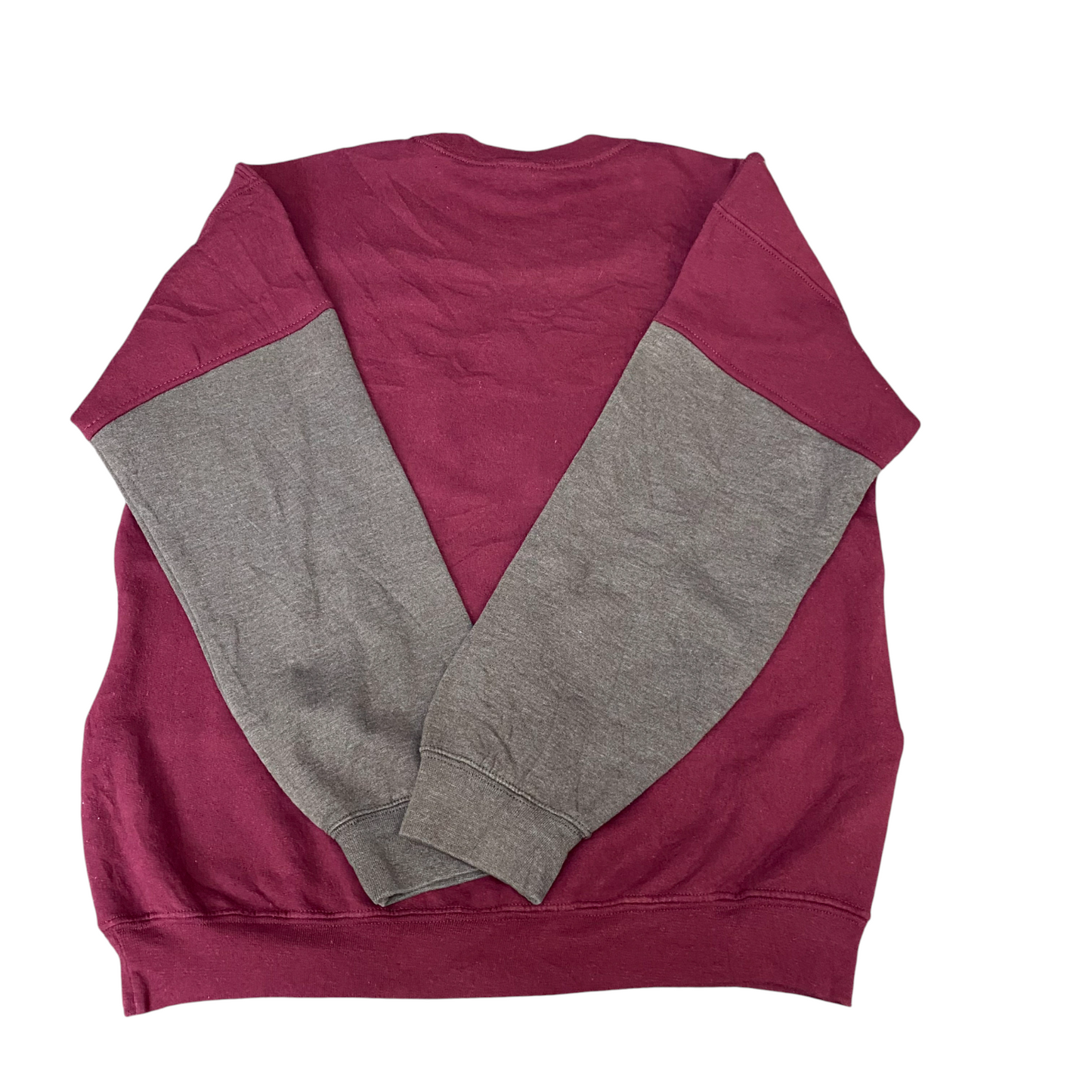 Nike Reworked Sweatshirt Mens M Burgundy Grey Embroidered Spellout Logo Vtg Y2K