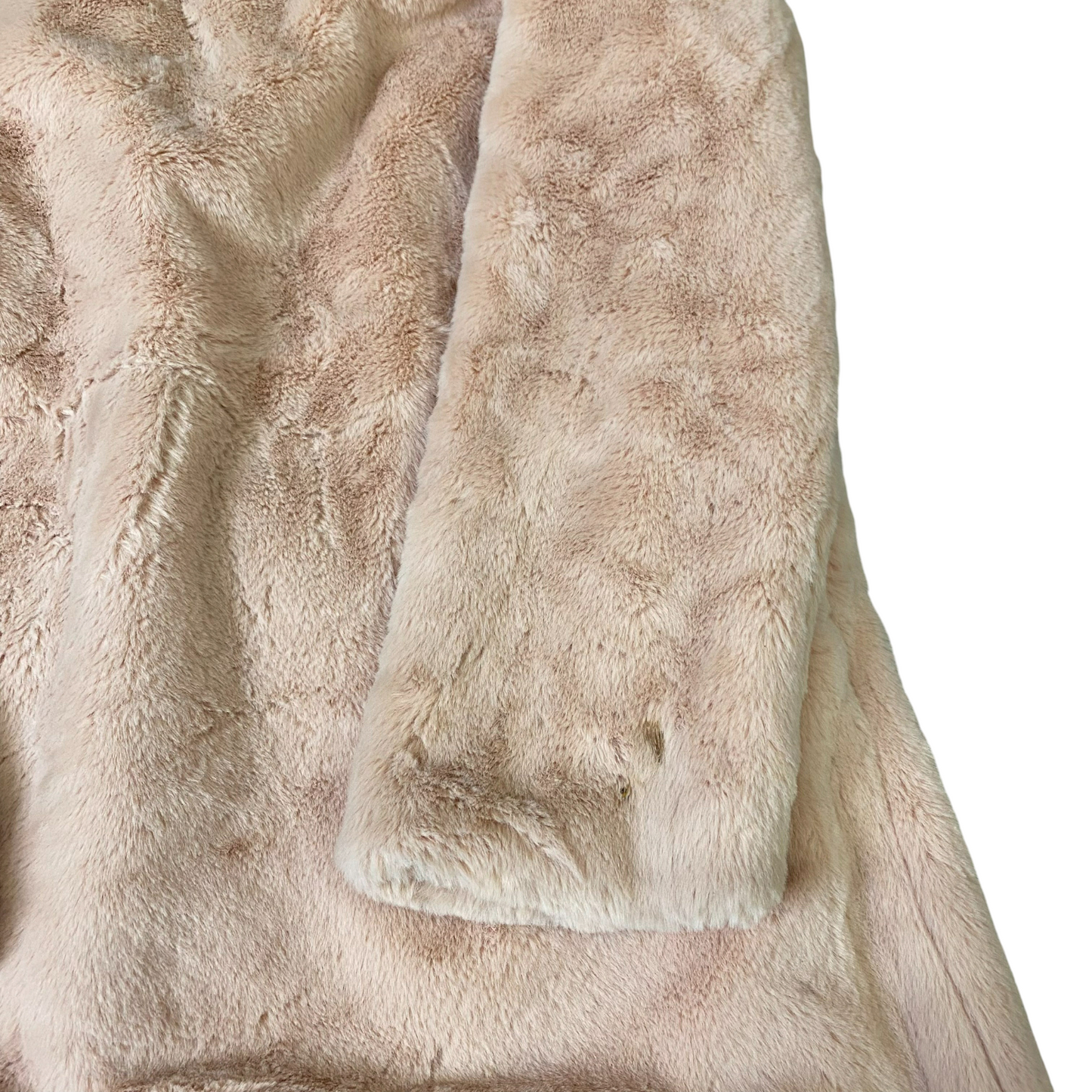 Dolly Express Faux Fur Coat Womens Medium Pink Lined Long Sleeve Notch Lapel
