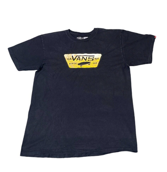 Vans Original T-Shirt Women's Large Black 100% Cotton Crew Neck Pullover Classic