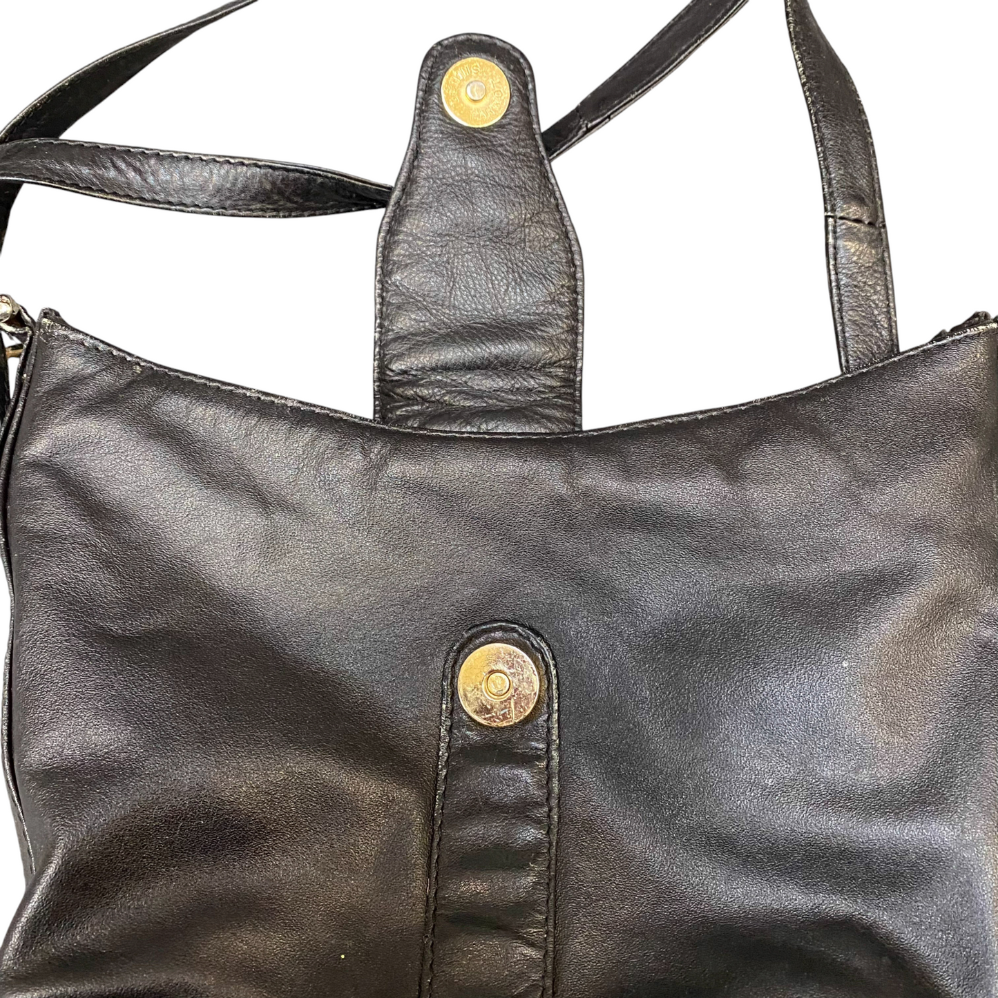 Womens Tote Bag Black Leather Crossbody Strap Zip Pockets Magnetic Flap Closure