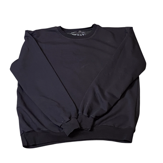 EA7 Sweatshirt Mens Large Black Long Sleeve Crew Neck Ribbed Hem Pullover Y2K