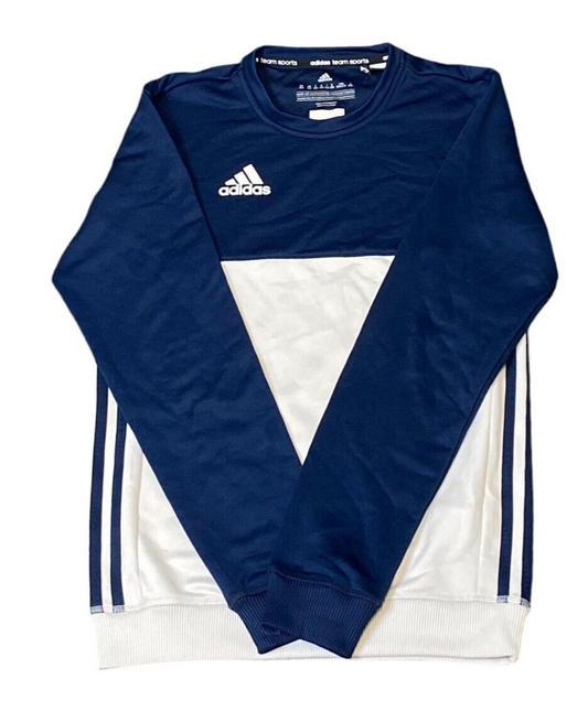 Adidas Team Sports Sweatshirt Men's XS White Navy Climalite Crew Neck Pullover