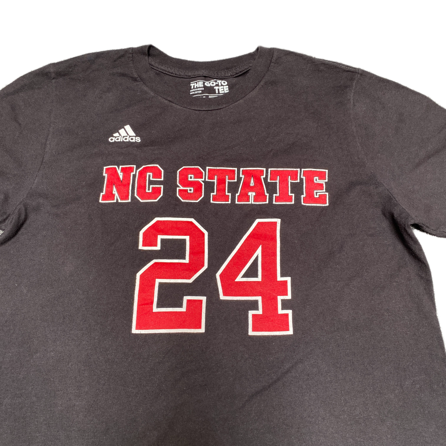 NC State Wolfpack T-Shirt Boys Medium Black Adidas Football Sports Pullover Tee