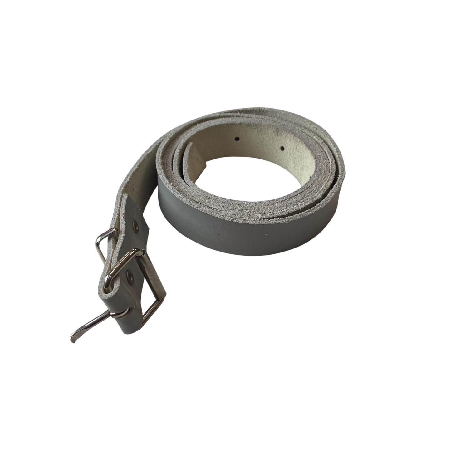 Mens Baseball/Softball Belt Grey Leather Heavy Duty Adjustable Pin Buckle 50 in