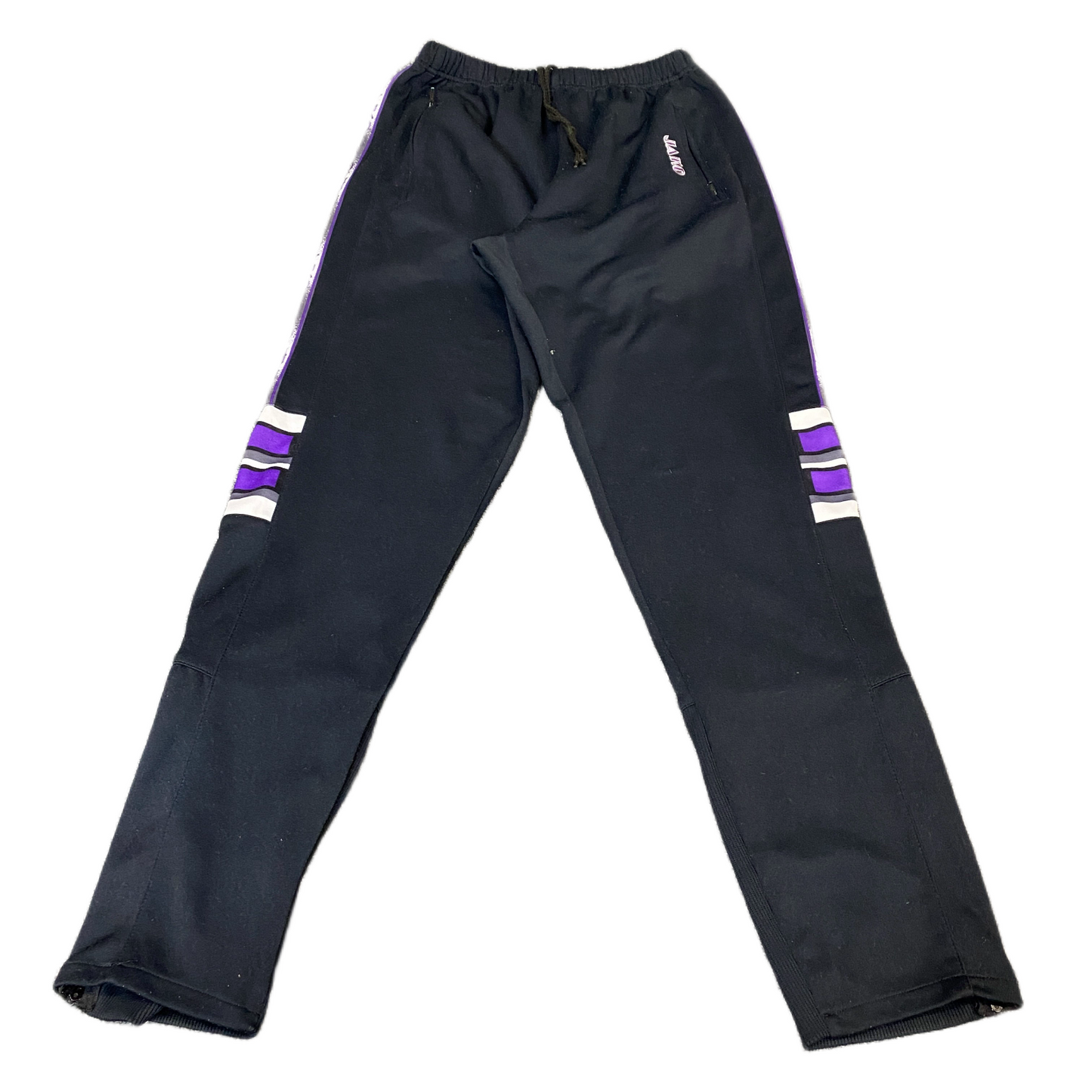 Jako Joggers Fits as Womens 26" Waist Black Drawstring Ribbed Ankle Zip Trousers