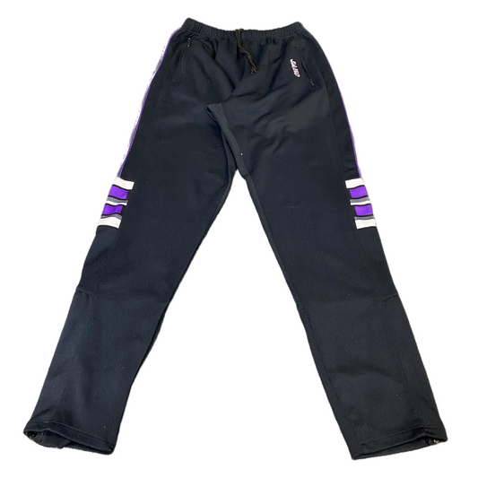 Jako Joggers Fits as Womens 26" Waist Black Drawstring Ribbed Ankle Zip Trousers