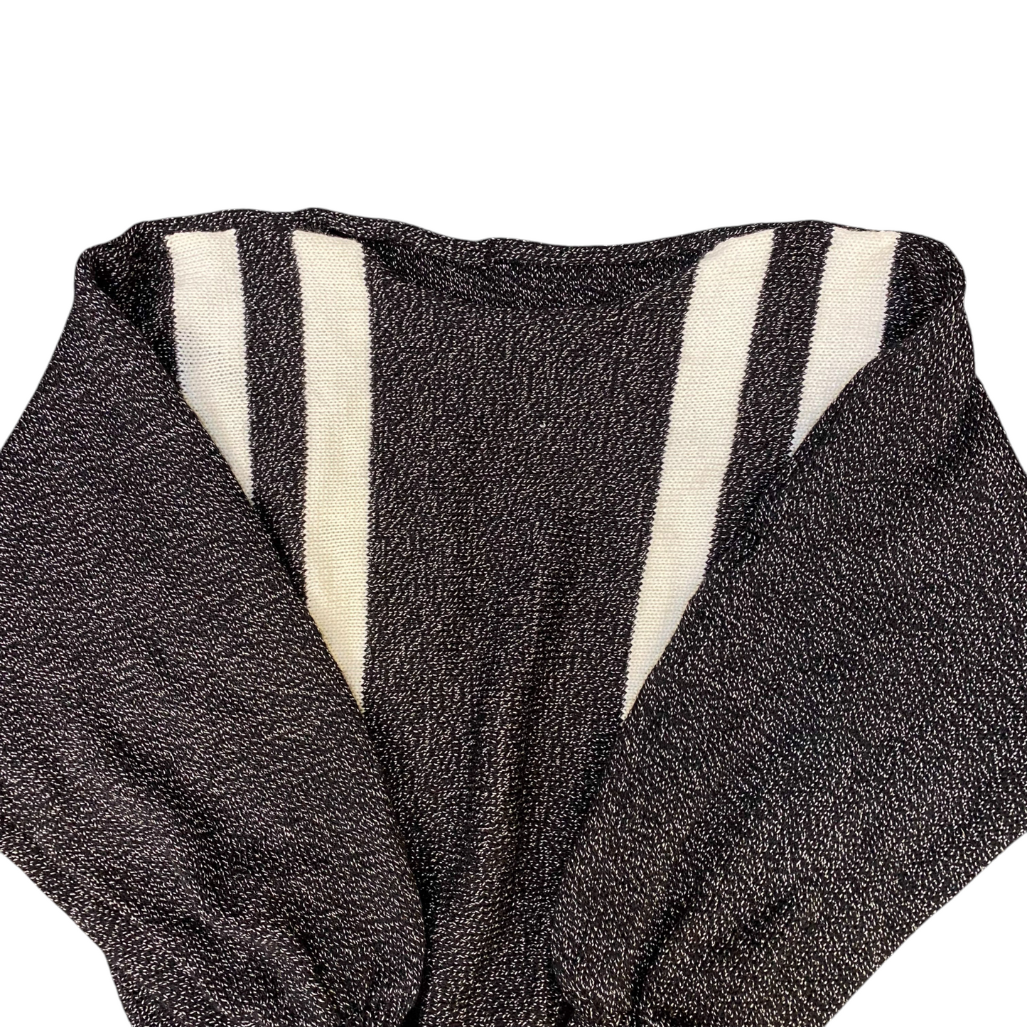 Jumper Womens Large Black White Stripes Knit Long Sleeve Ribbed Hem Pullover