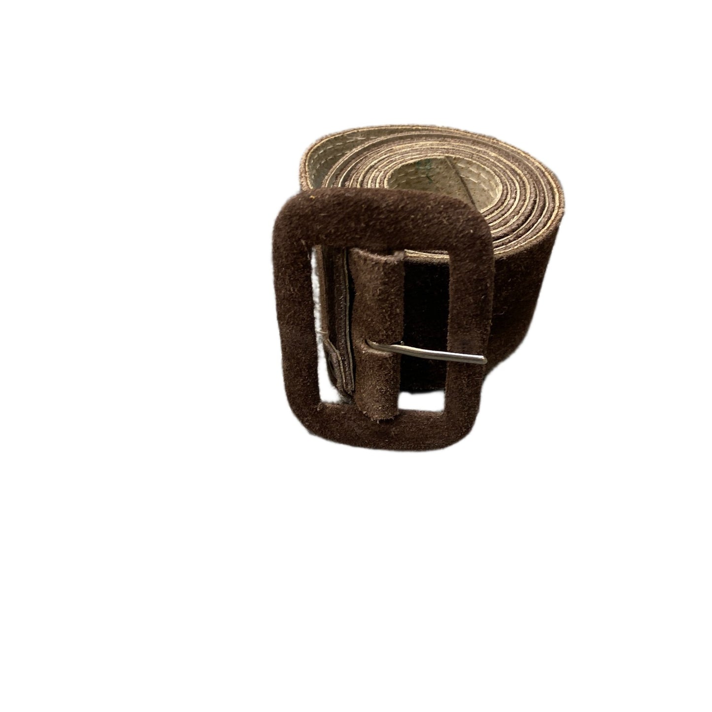 Vintage Waist Belt Mens Chocolate Brown Suede Adjustable Buckle 43 Inches