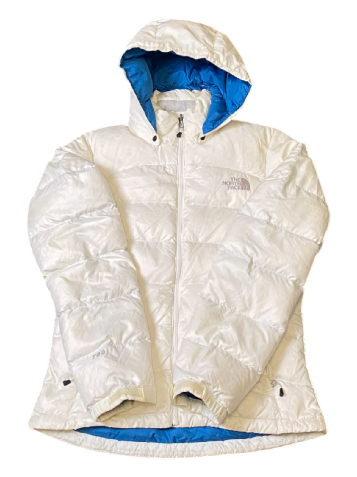 The North Face Nuptse 700 Down Puffer Jacket Women Medium White Softshell Zip Up
