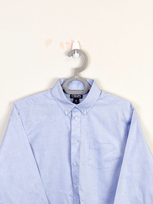 Chaps Dress Shirt Mens Small Blue Casual Long Sleeve Pocket Collared Button Down