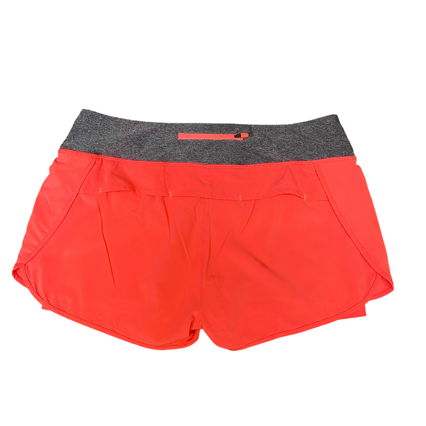 Time Trial Run Shorts Womens L Coral Grey Athletic Breathable Drawstring Waist