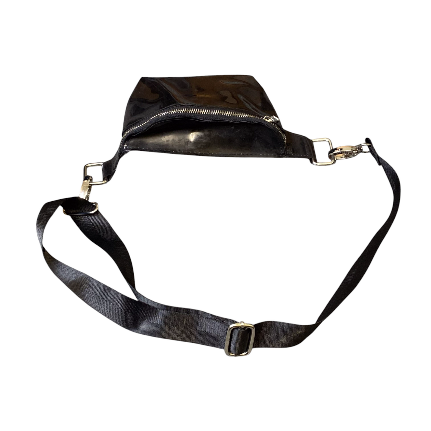 Men Women Outdoor Waist Fanny Pack Bum Bag Black PU Leather Adjustable Zipper