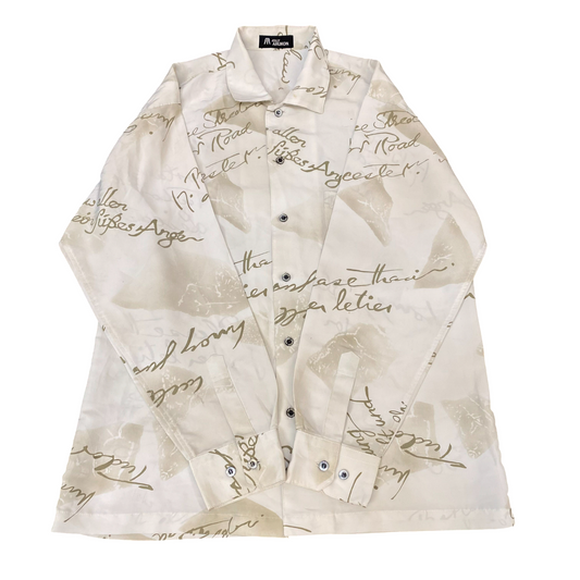 Jolly Arukon Shirt Mens S White Green Graphic Spellout Long Sleeve Button Down