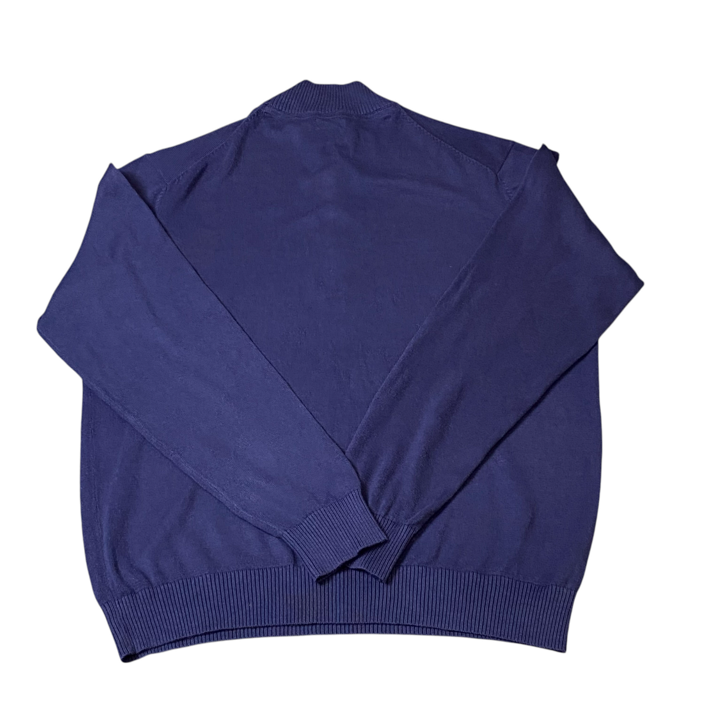IZOD Jumper Mens Large Blue Long Sleeve Ribbed Hem & Cuff Mock Neck Quarter Zip
