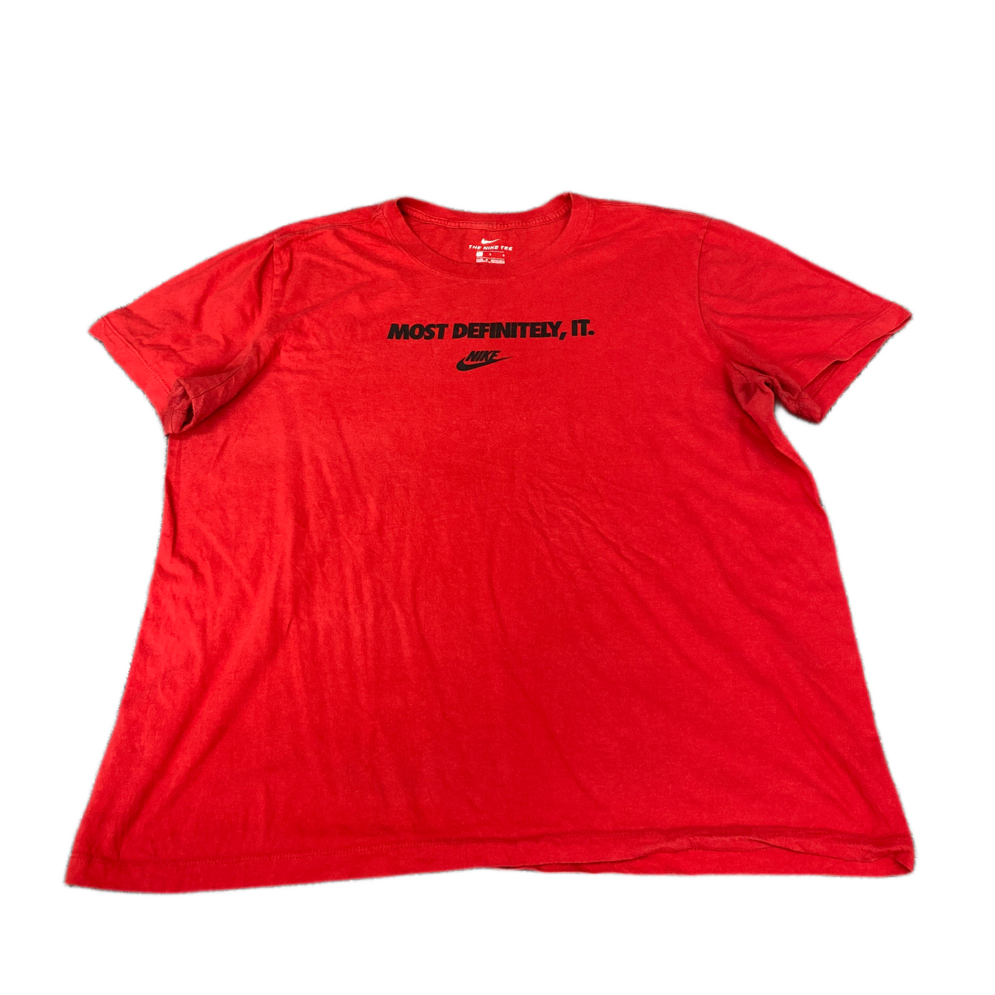 Nike T-Shirt Womens L Red Most Definitely It Graphic Print Stretch Crew Neck Tee