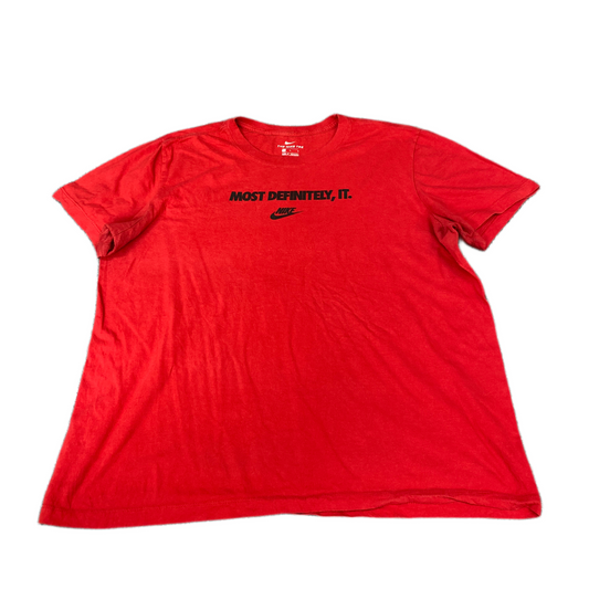 Nike T-Shirt Womens L Red Most Definitely It Graphic Print Stretch Crew Neck Tee