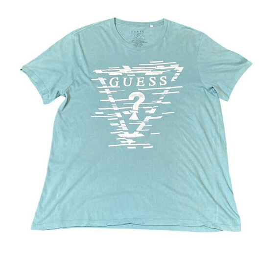 GUESS T-Shirt Men's Medium Blue Los Angeles 100% Cotton Logo Crew Neck Pullover