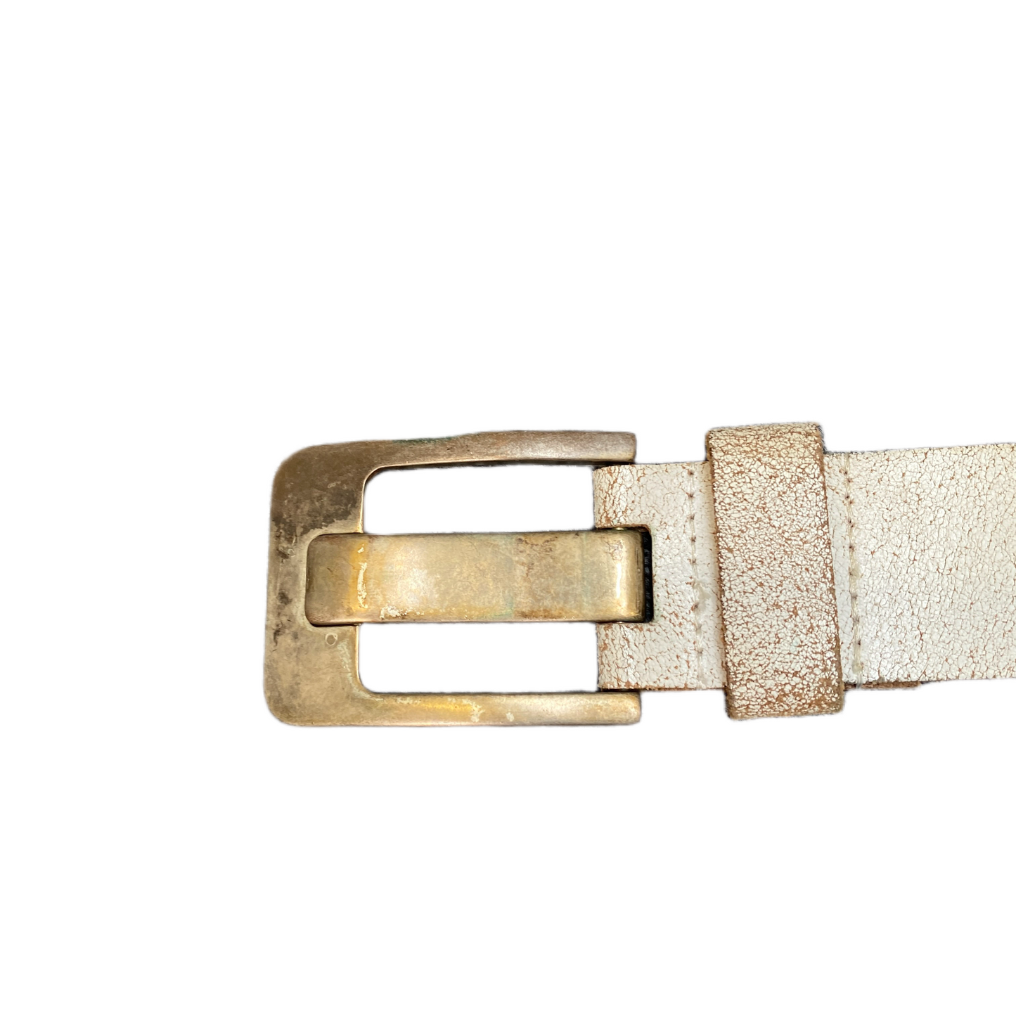 Petrol Industries Waist Belt Men White Leather Silver Pin Buckle 40 inches