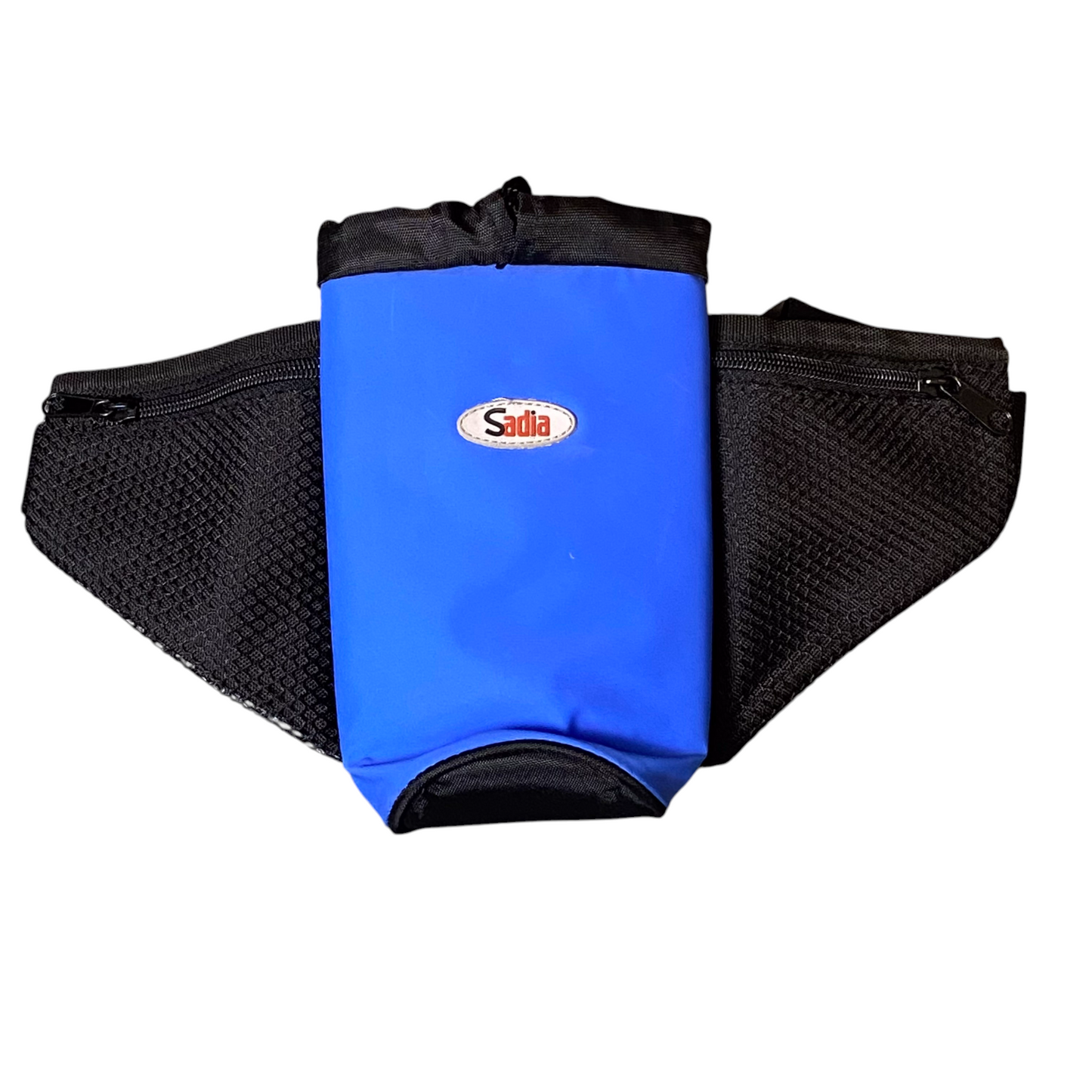 Sadia Fanny Pack Bum Bag Blue Black Adjustable Nylon Belt with Bottle Holder