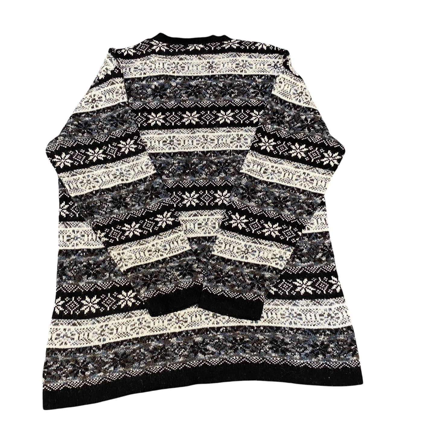 Franco Senzo Jumper Womens Medium Grey Floral Knitted Long Sleeve V-Neck