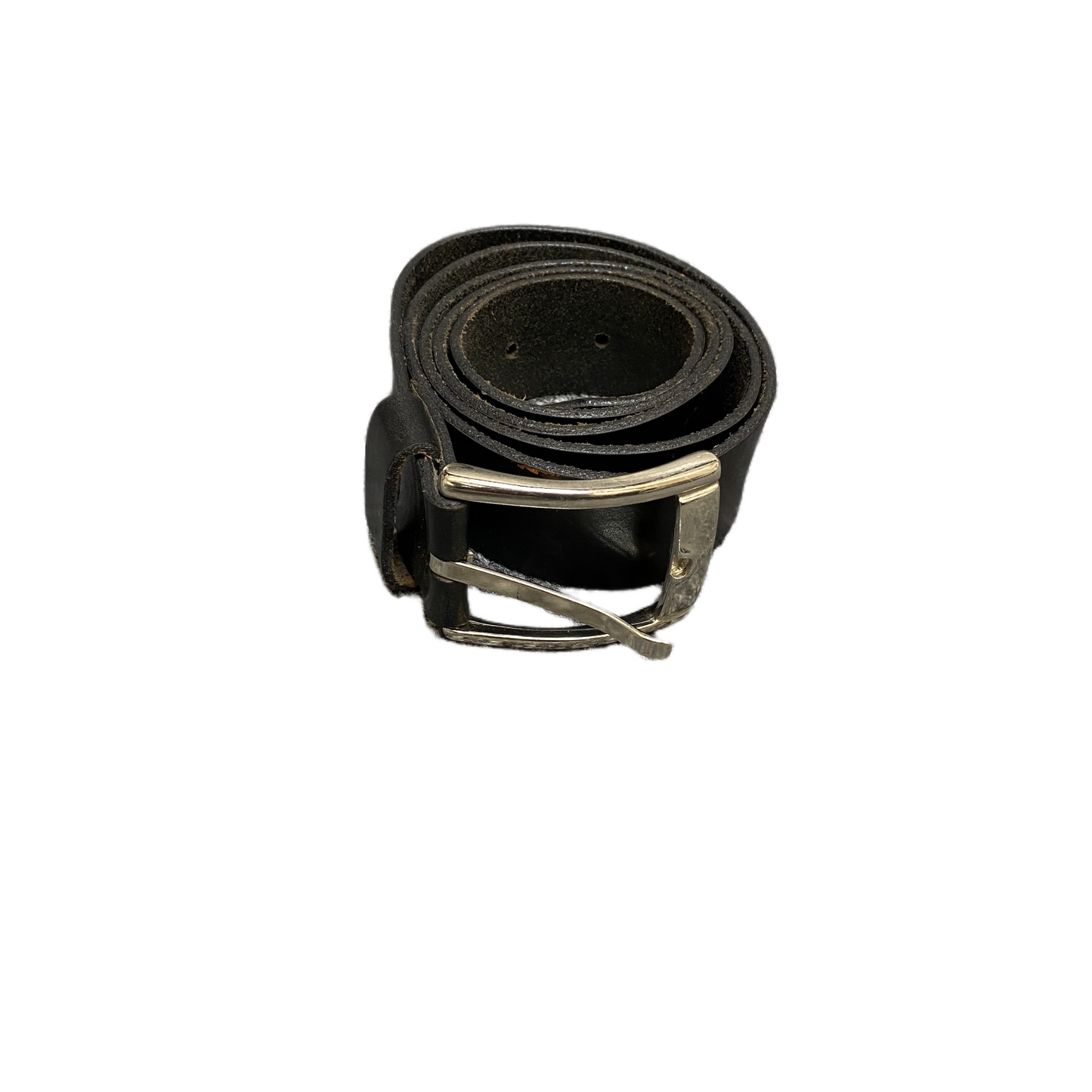 Mens Dress Belt Black Leather Adjustable Stainless Steel Buckle Size 42.5 inches