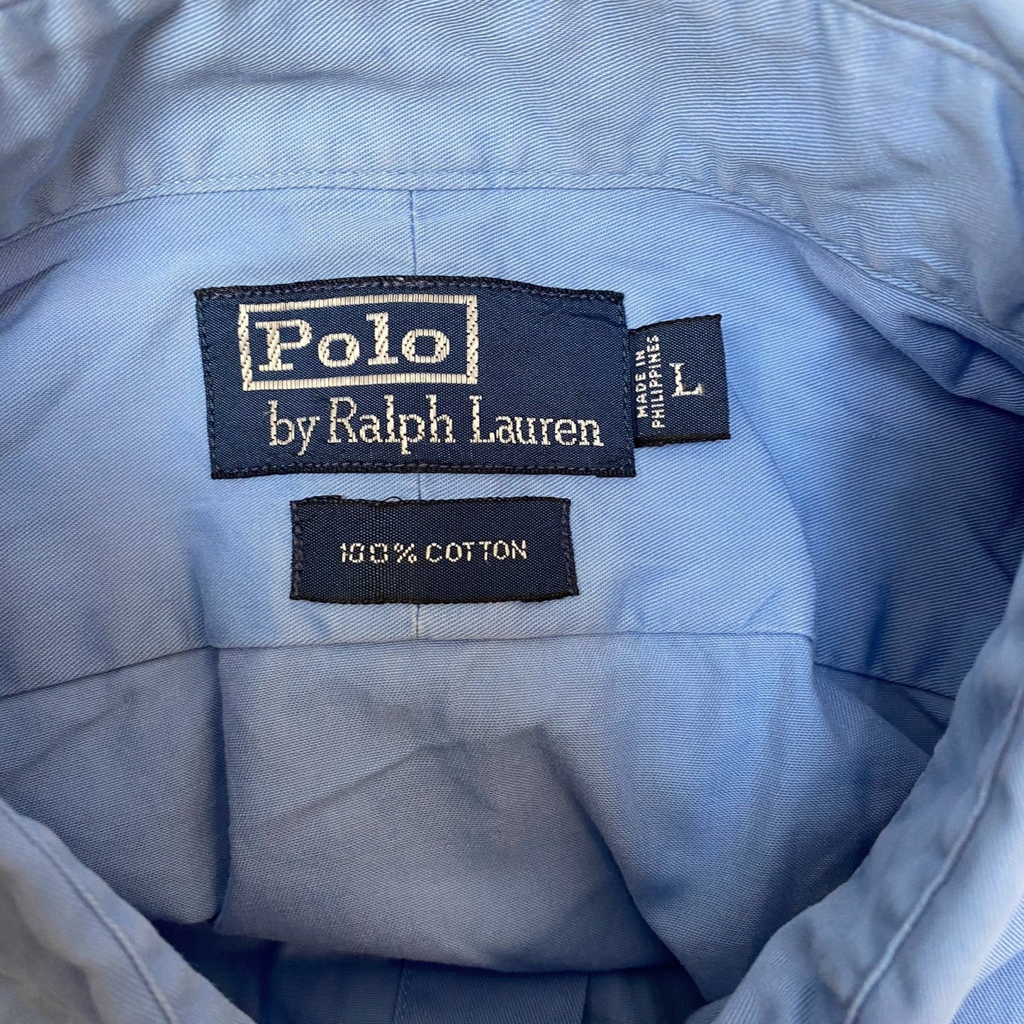 Polo Ralph Lauren Shirt Mens L Blue Chest Pockets Long Sleeve Button Down