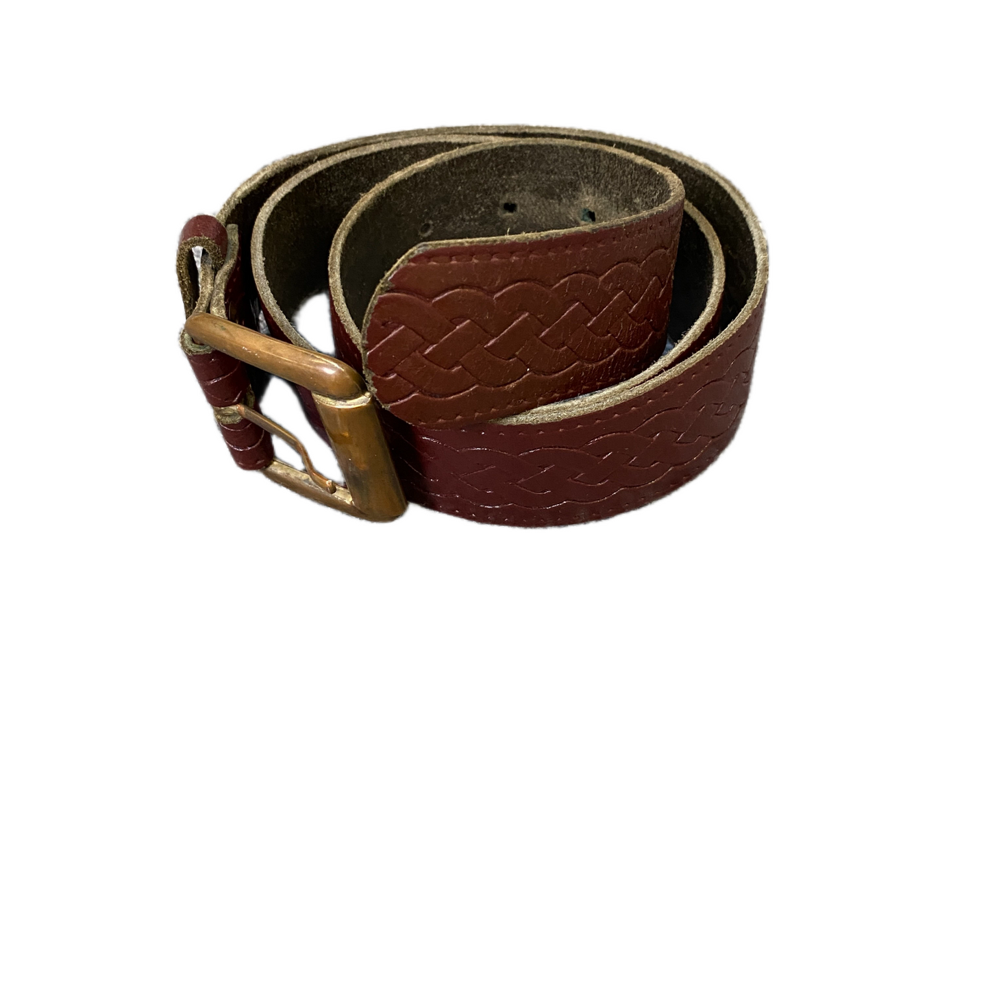 Vintage Waist Belt Men Cognac Brown Leather Adjustable Brass Buckle 36 Inches