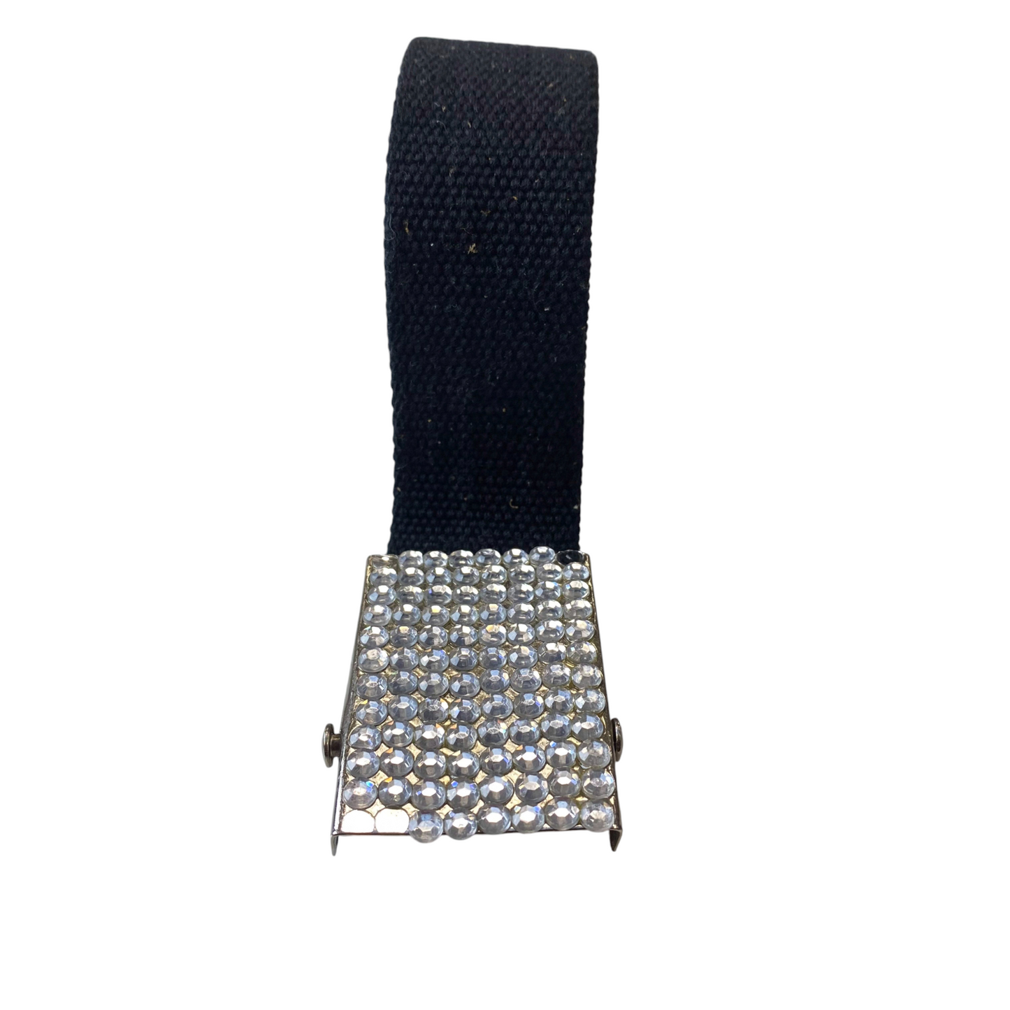 Kids Girls Webbing Belt Navy Wide Clear Rhinestone Flip Top Buckle Size 36.5 in