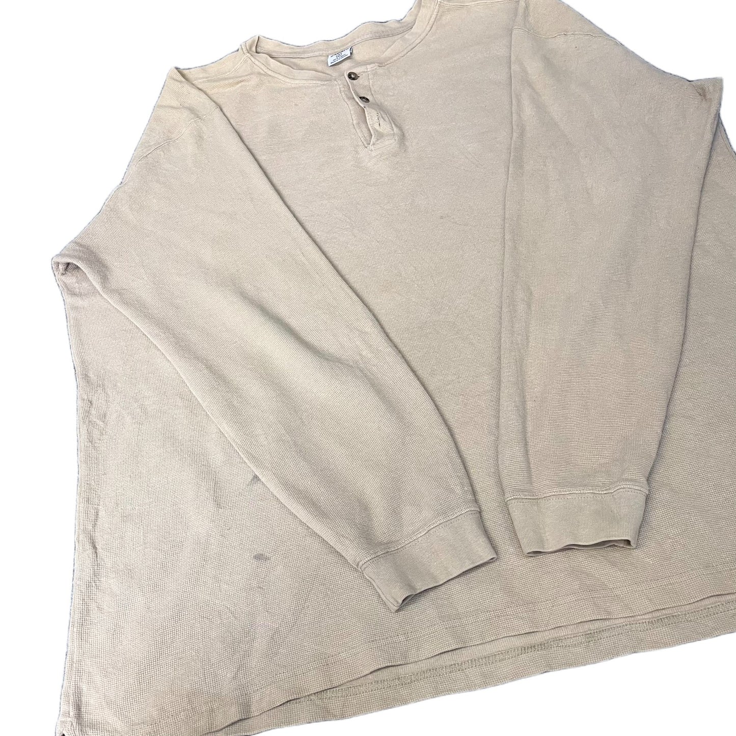 Carhartt Thermal Henley Shirt Mens 2XL Tall Beige Long Sleeve Relax Workwear Tee