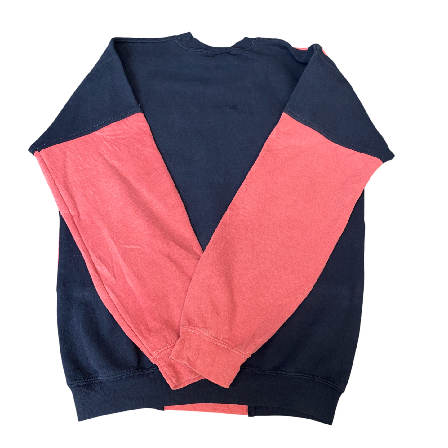 Nike Reworked Sweatshirt Mens Small Navy Pink Embroidered Spellout Logo Vtg Y2K