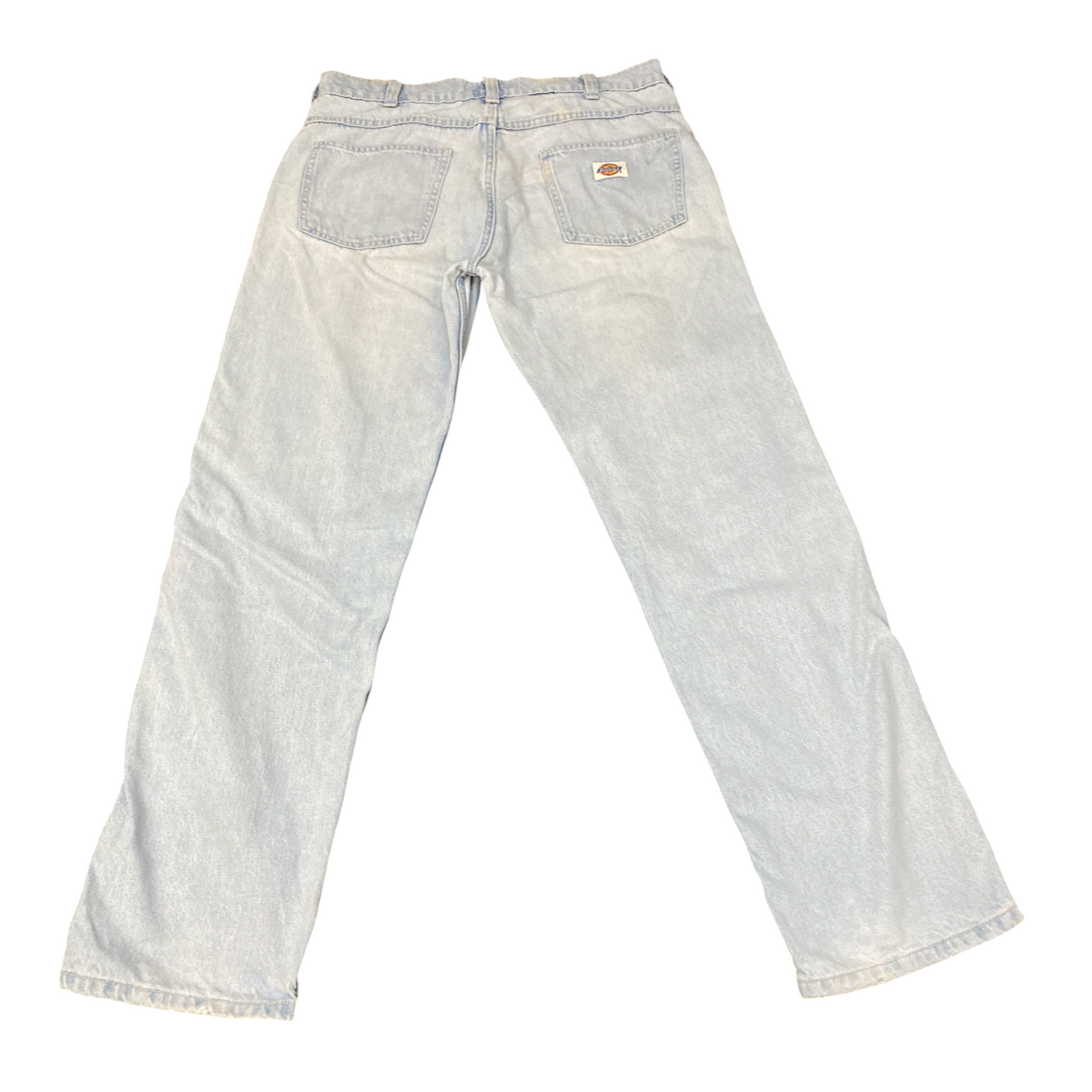 Dickies Jeans Mens Large Blue Denim Light Wash Carpenter Flat Front Straight Leg