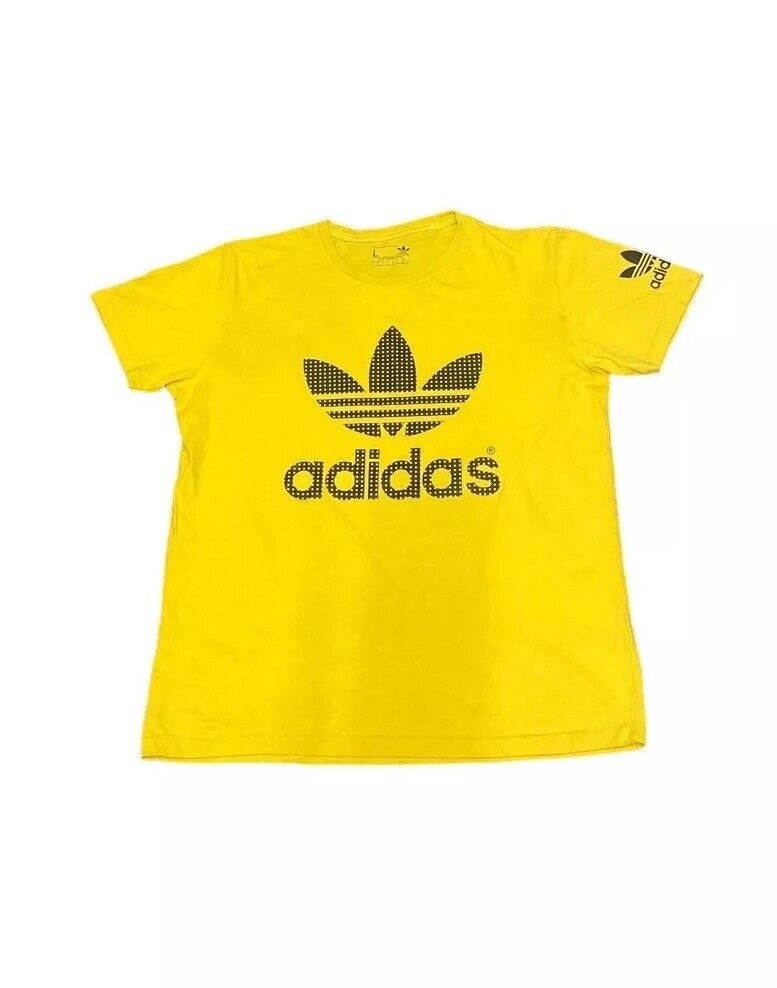 Adidas Originals T-Shirt Yellow Womens L Front Logo