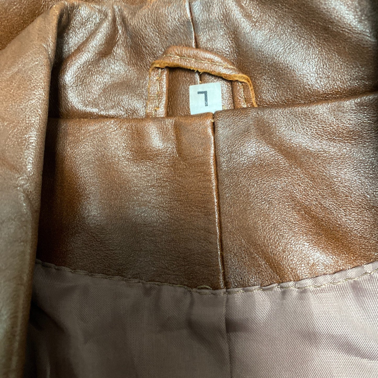 Womens Leather Blazer Jacket Large Brown Long Sleeve Notch Lapel Single Breasted