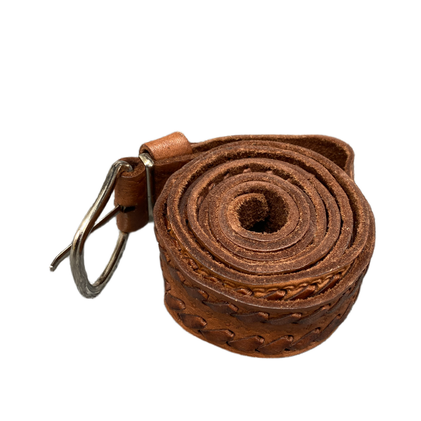 Waist Belt Mens Brown Leather Adjustable Classic Silver Pin Buckle 54 inches