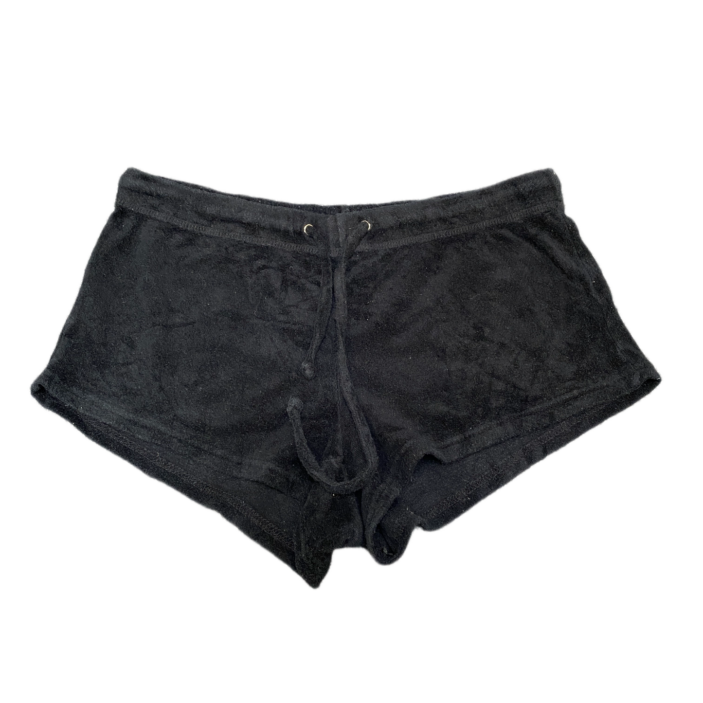 Running Sprinter Shorts Womens L 32" Waist Black Velvet Athletic Gym Drawstring