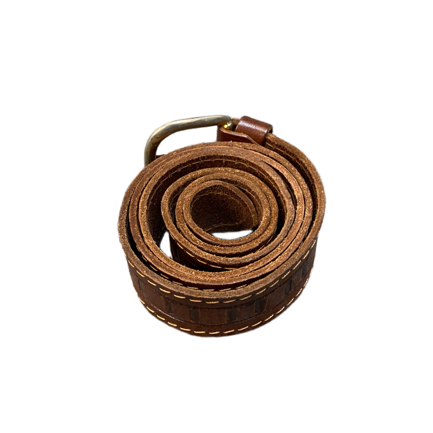 Waist Belt Mens Brown Leather Adjustable Classic Silver Pin Buckle 43 inches