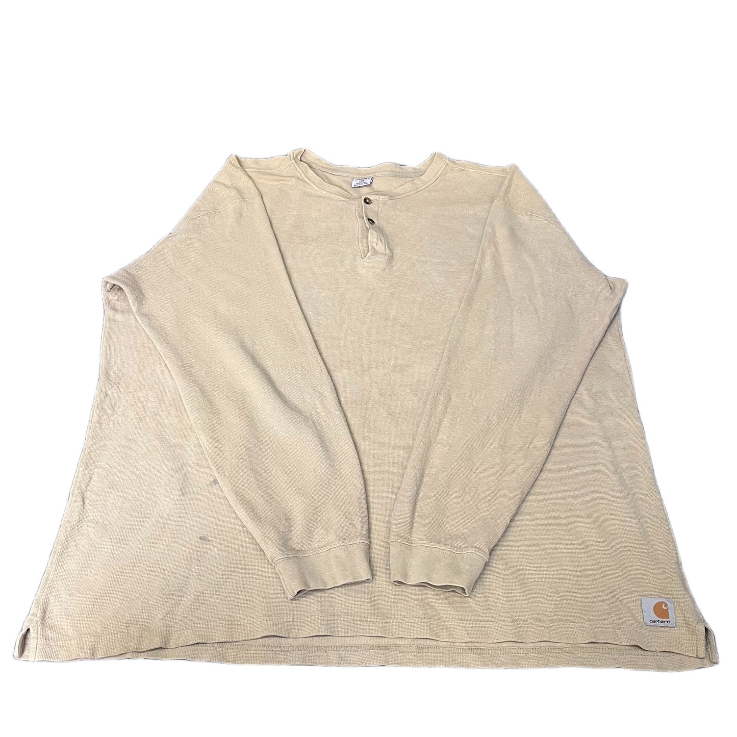Carhartt Thermal Henley Shirt Mens 2XL Tall Beige Long Sleeve Relax Workwear Tee