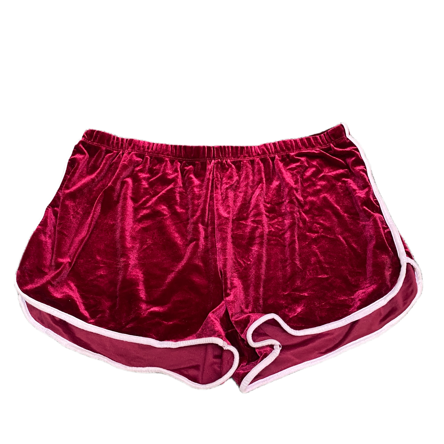 Running Sprinter Shorts Womens 2X 32" Waist Maroon Velvet Athletic Dolphin Hem