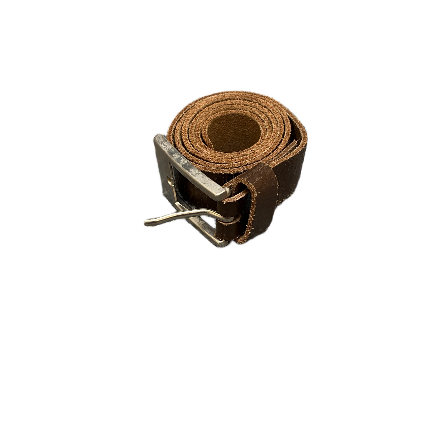 Mens Waist Belt Brown Leather Adjustable Stainless Steel Buckle Size 28.5 inches