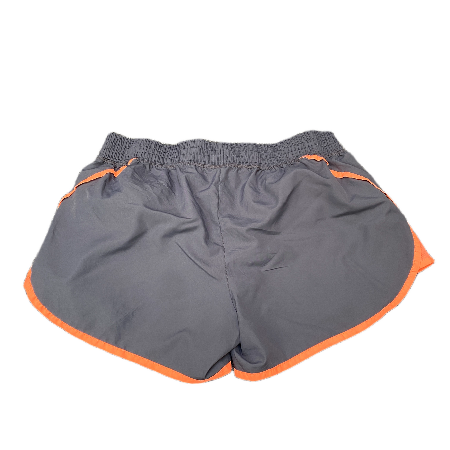 Running Shorts Womens XS 31" Waist Grey Orange Mesh Panel Dolphin Hem Drawstring