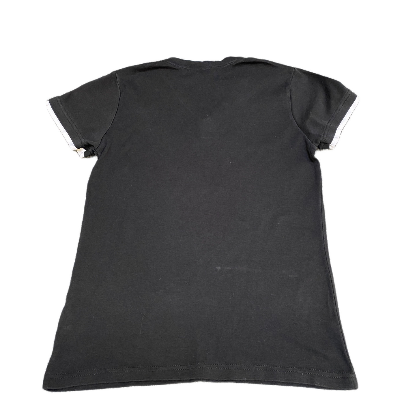 Tommy Hilfiger T-Shirt Womens S Black Stretch Embroidered Logo V Neck Button Tee