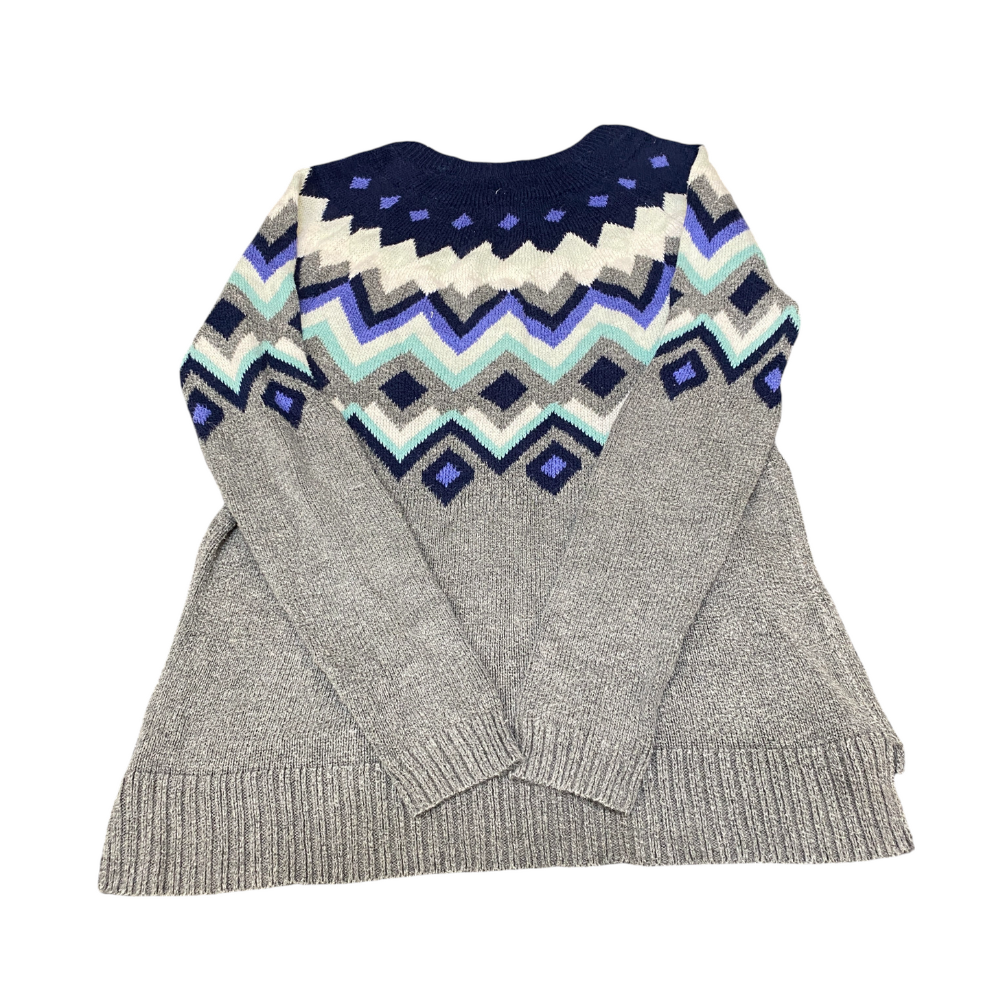 Old Navy Jumper Womens PS Colorful Fair Isle Long Sleeve High Low Slit Pullover