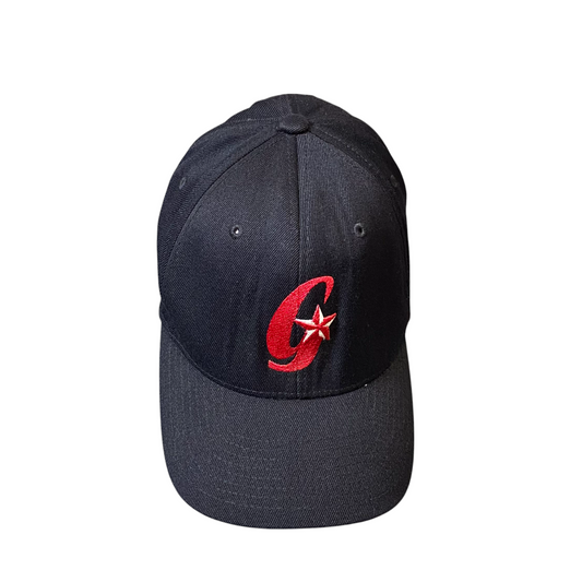 Yupoong Flexfit Baseball Cap Mens Size L-XL Black 6 Panel Design Curved Brim Hat