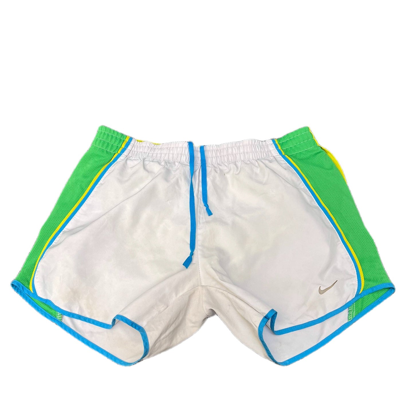 Nike Dri-FIT Running Sprinter Shorts Womens S 28" Waist White Green Mesh Panels