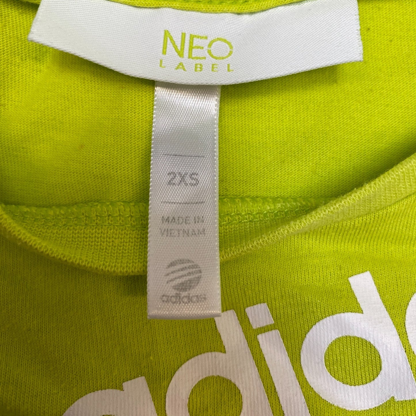 Adidas Neo T-Shirt Girls S Neon Green Graphic Logo Short Sleeve Crew Neck Tee
